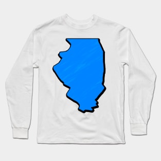 Bright Blue Illinois Outline Long Sleeve T-Shirt